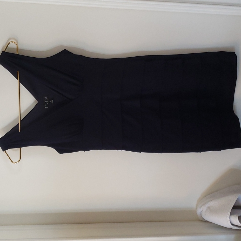 Dress Navy Blue Pleated Front